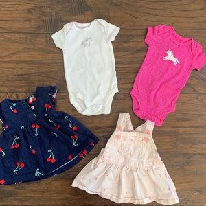 Newborn girl dress and onesie body suit bundle